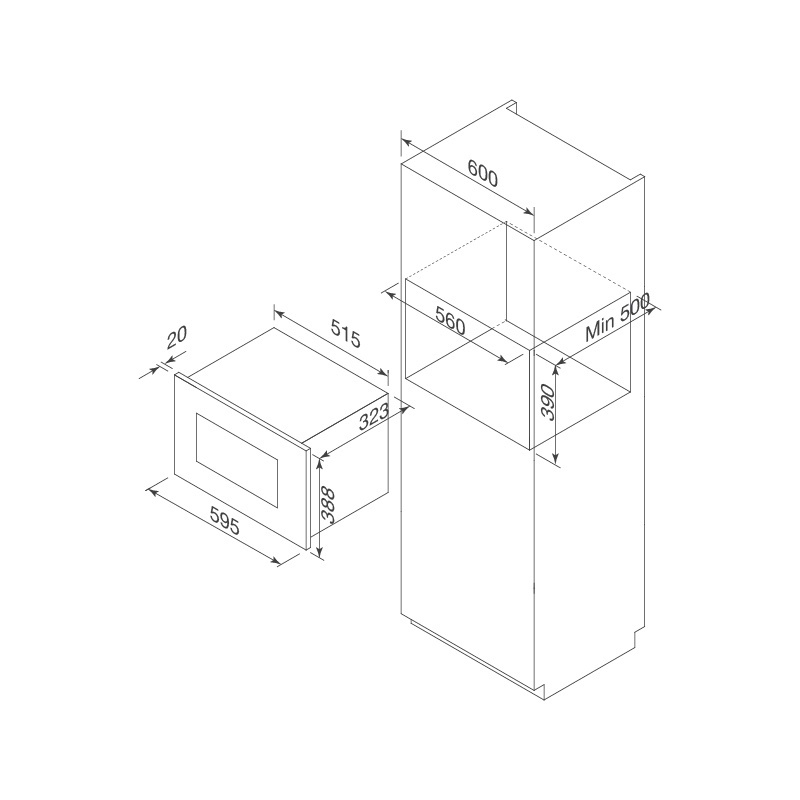 Lò vi sóng âm tủ Malloca MW 820B 5 mức công suất vi sóng, dung tích 20L ...