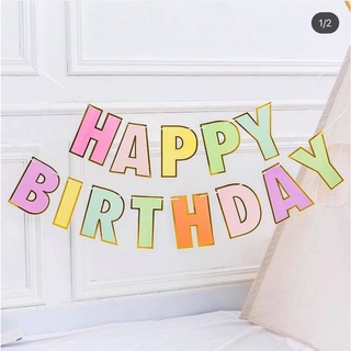 Dây treo HAPPY BIRTHDAY nhiều màu pastel ép kim cao cấp trang trí sinh nhật đơn giản nhưng cực kỳ ấn tượng