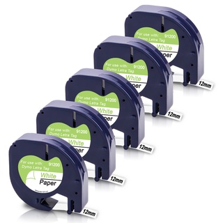 Bộ 5 Gói 91200 / 91330 Tương Thích Dymo LetraTag 12mm * 4m / 4m / Làm Nhãn Dán Dymo Letra Tag LT-100H LT-100T QX50 XR XM 2000