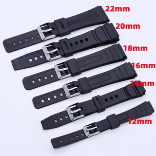 Dây Đeo Đồng Hồ Bằng Cao Su Silicone Màu Đen Có Chốt Cài Kích Thước 12mm 14mm 16mm 18mm 20mm 22mm