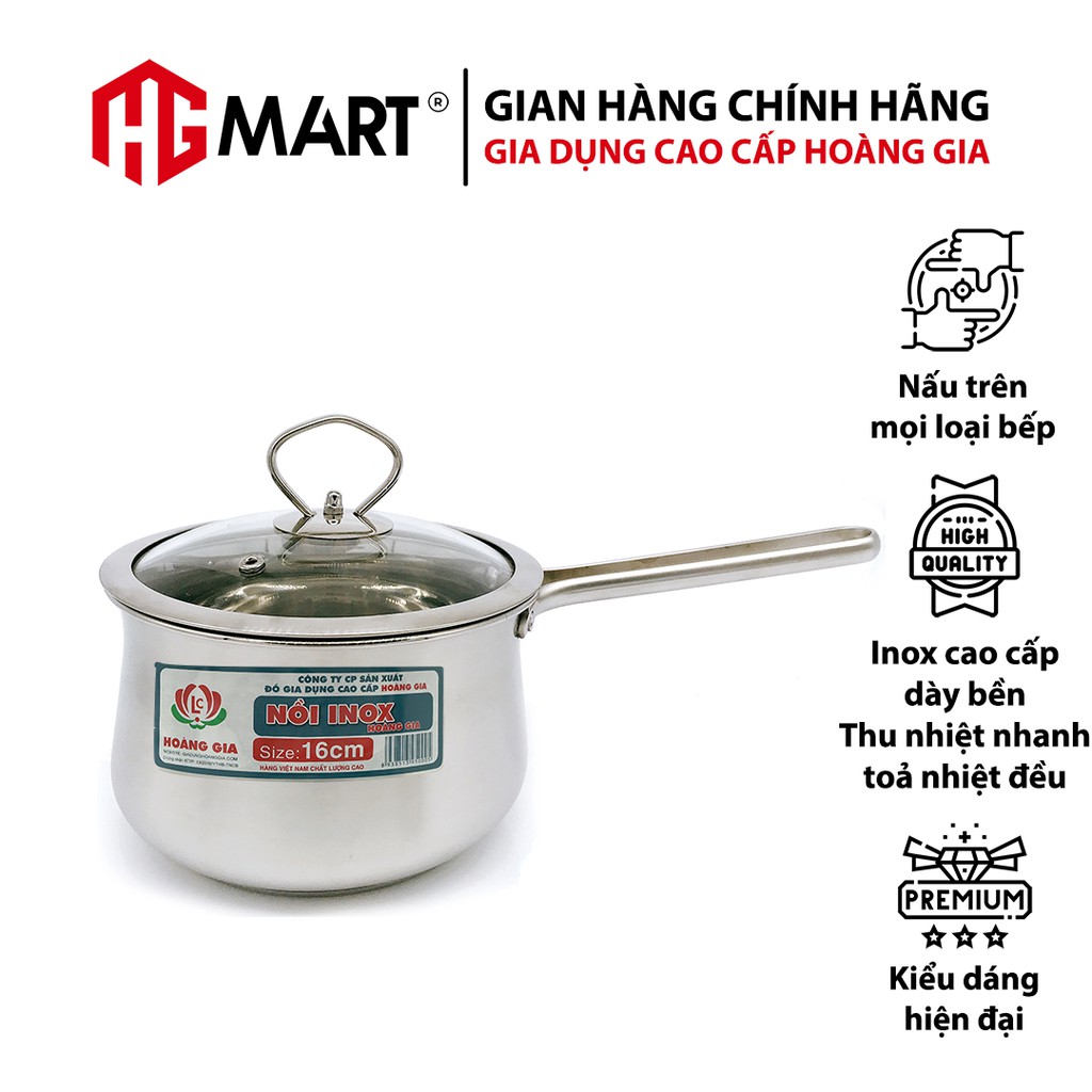 Ảnh Nồi nấu cháo bột cho bé inox 304 3 đáy nắp kính cao cấp HG Mart 16cm [Bảo Hành 12 Tháng] 4
