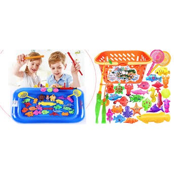 Bể phao câu cá cho bé đầy đủ phụ kiện kèm phao lớn 60X45CM