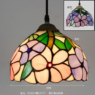 Đèn treo mặt dây chuyền thủy tinh màu Dia 8 Inch Hoa hồng hoa phượng hoàng họa tiết đuôi treo đèn