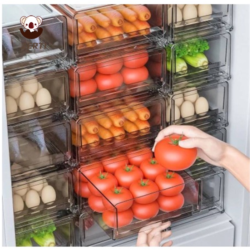 Hộp Đựng Trái Cây/Rau Củ Trong Suốt Thiết Kế Ngăn Kéo Trong Suốt Cho Tủ Lạnh