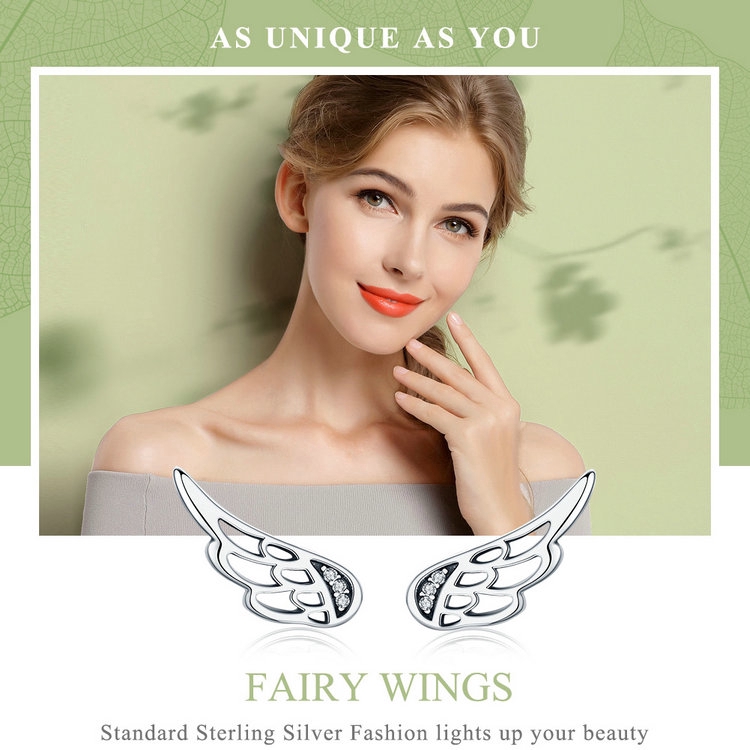 Bamoer Bông Tai bạc 925 Hình Lông Vũ Thời Trang