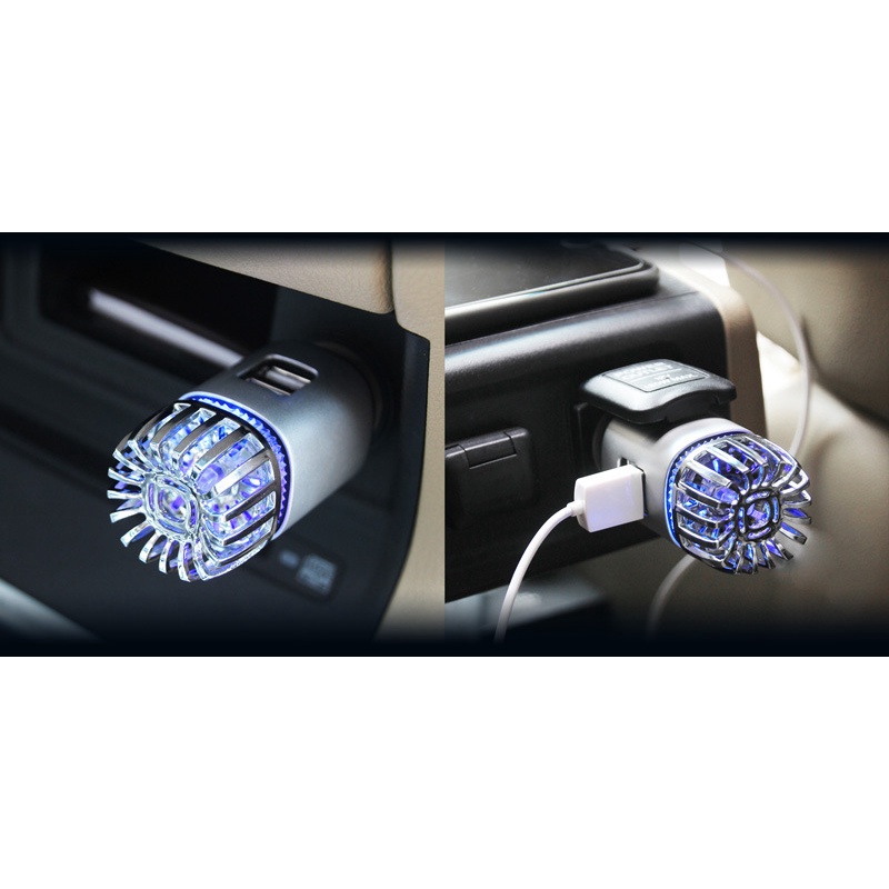 Máy lọc không khí ô tô tạo ion âm Ionkini 12V kèm tẩu sạc 2 cổng USB 5V/2A khử mùi, lọc bụi cho xe hơi-cao cấp-siêu xịn