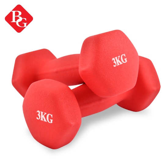 Ảnh BG- Cặp tạ tay (2 cái) lõi thép đặc bọc caosu nhám 3KG RED Thái Lan 1