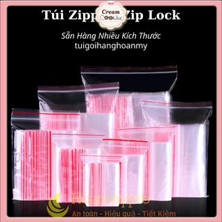 Túi Zip Chỉ Đỏ Túi zipper Viền Đỏ Bấm Miệng Trong Suốt Bịch Zip Nhiều Kích Thước Ziplock