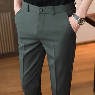 Thanh lý lô quần tây cao cấp Dáng ôm body co giãn 4 chiều vải đẹp mềm mượt quần tây dài màu đen rêu X1