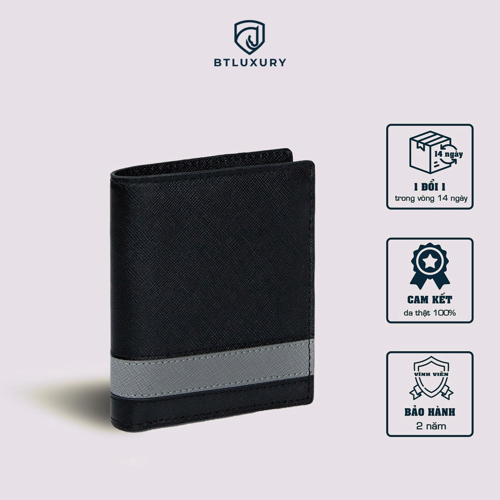 Ví nam đứng cao cấp COSMOS thiết kể trẻ trẻ trung chất liệu da bò Saffiano Thương hiệu BTLUXURY