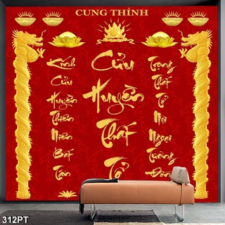 Tranh Dán Tường Cửu Huyền Thất Tổ Nhiều Mẫu Lựa Chọn, tranh dán tường bàn thờ...