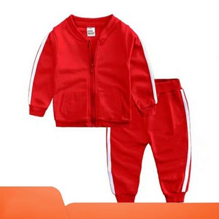 Set quần áo viền sọc có khóa cho bé [Hàng mới về]