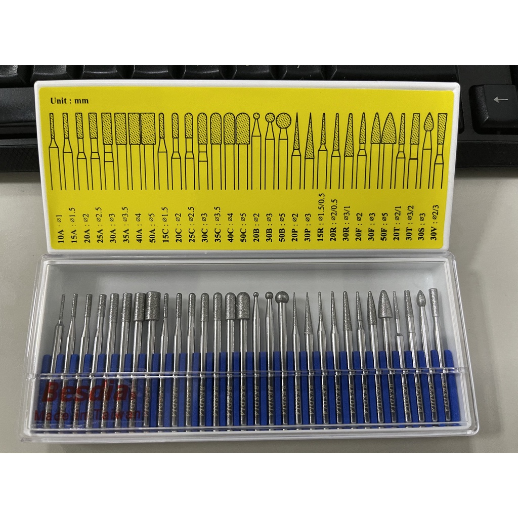 Mũi mài kim cương BMS30 BESDIA TAIWAM, 1 hộp 30 cái, Mũi mài nhám BMS