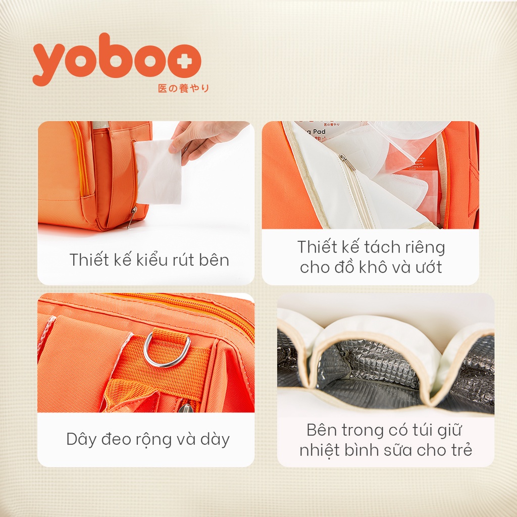 Ảnh Balo bỉm sữa đa năng cho mẹ và bé Yoboo YB-005 chống thấm nước sức chứa lớn 20L nhiều ngăn chứa đồ - Hàng chính hãng 3