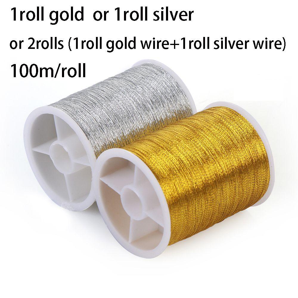 SMILE 100 mét Thêu Chỉ Spool DIY Crafts dây vàng