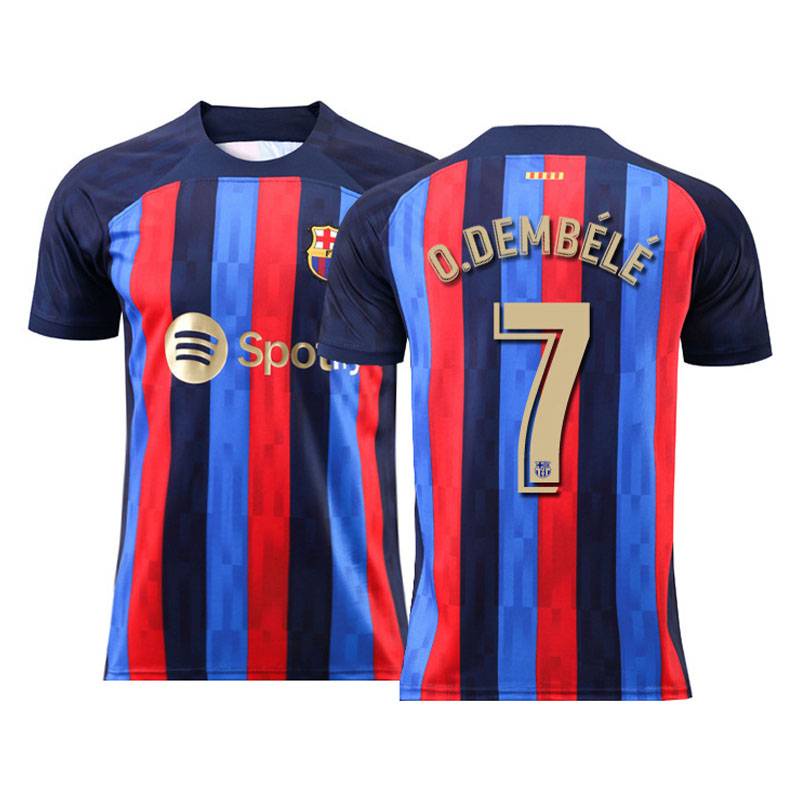 Áo lưu niệm Barcelona 2022-2023 sân nhà với hình ảnh Memphis Depay, Pedri và Messi - BS1/SB1