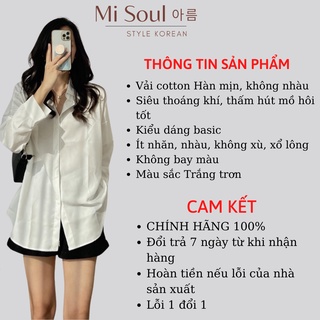 Áo sơ mi nữ form rộng MISOUL dài tay chất liệu cao cấp kiểu dáng trendy, Sơ mi Trắng 104