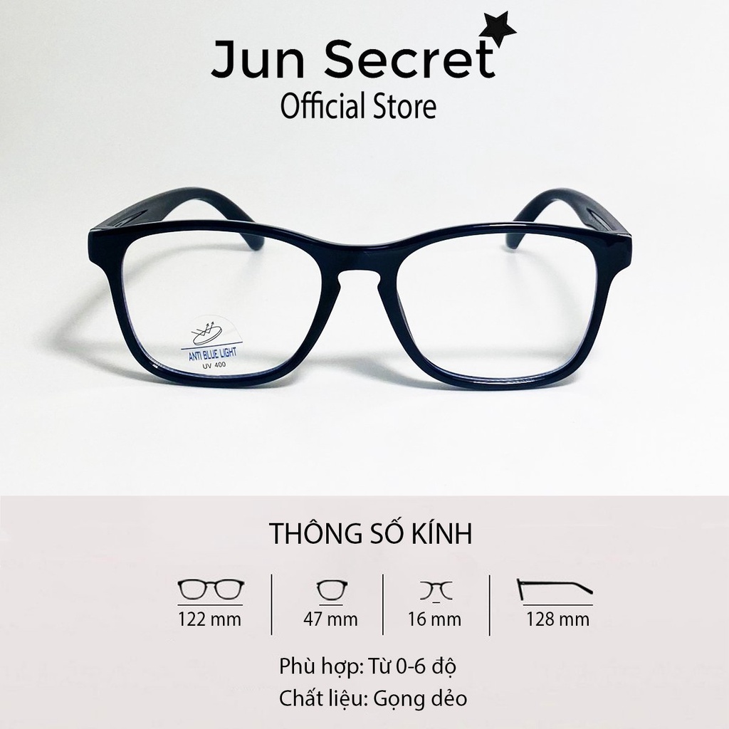 Ảnh Mắt kính giả cận trẻ em Jun Secret gọng nhựa dẻo, tròng hình chữ nhật đơn giản dễ thương dành cho bé trai, bé gái JS0034 1