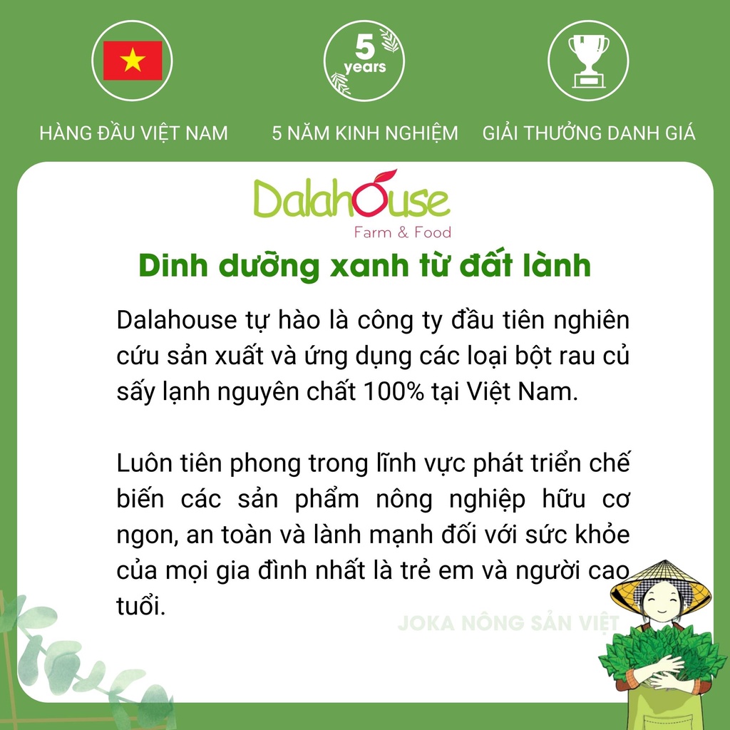 Mô tả Bột cần tây detox nguyên chất sấy lạnh Dalahouse bột rau củ hữu cơ đạt chuẩn Châu Âu - 9