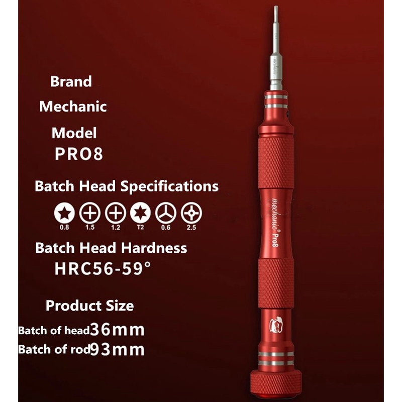 Mechanic max8 (pro8) non-slip screwdriver 2.5 1.2 1.5 phillips t2 hex 0.8 torx 0.6 y-type cho điện thoại di động công cụ tháo rời máy ảnh