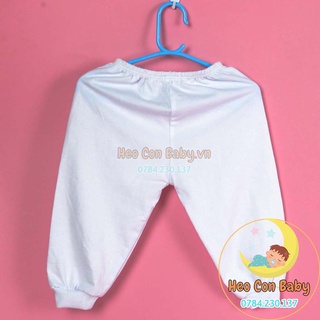 Quần dài cho bé sơ sinh màu trắng ống bo (3-13kg)/ Quần cotton mềm mát cho bé