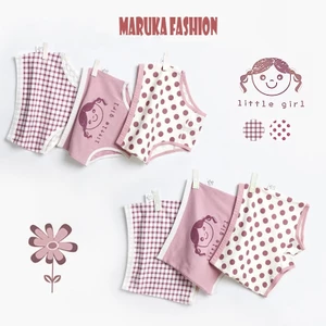 combo 3 quần chíp đùi, chíp tam giác cho bé gái, quần lót trẻ em Maruka Fashion chấm bi hồng cotton 6-44kg
