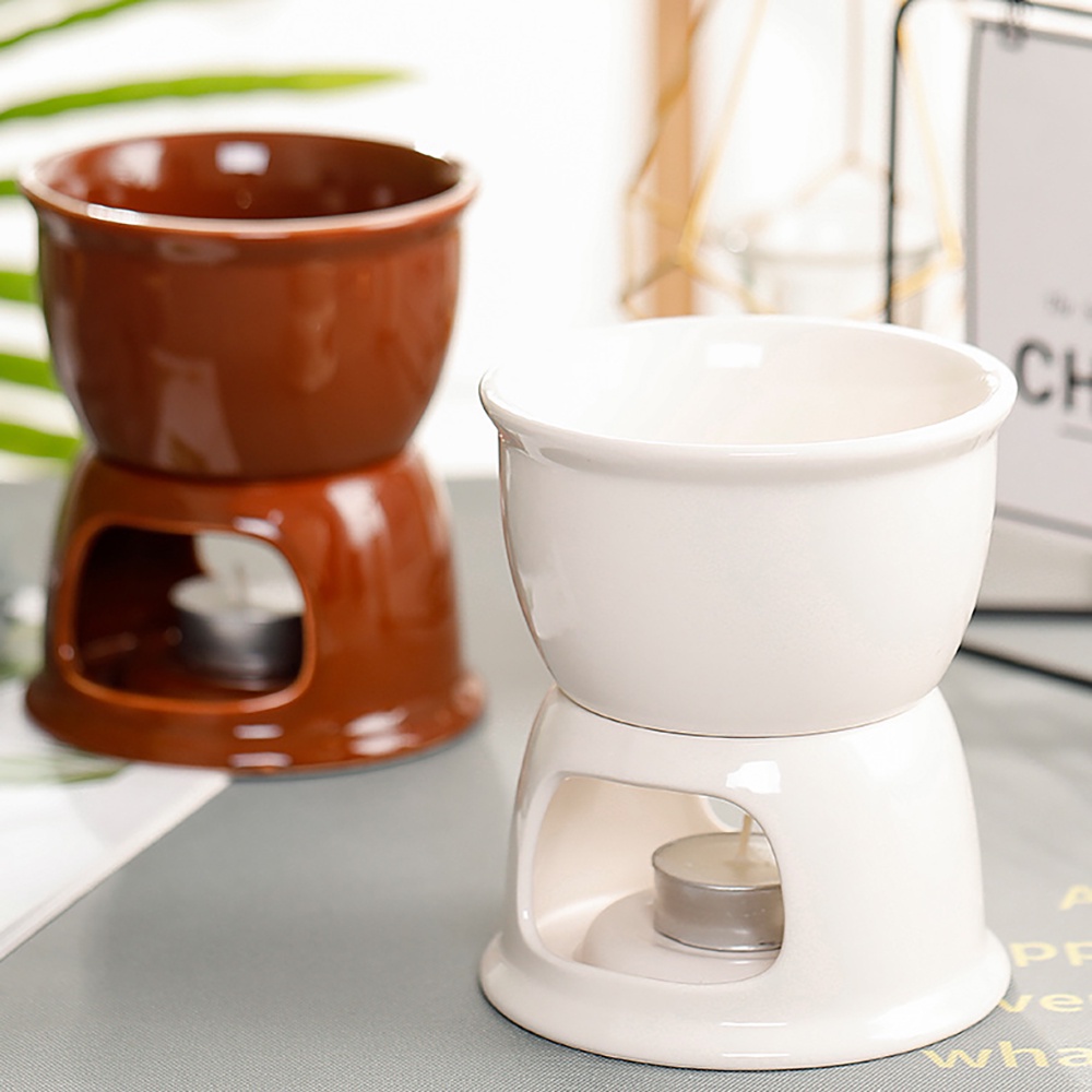 Bộ nồi sứ nấu socola/phô mai tan chảy kèm bát đựng kèm 2 nĩa tiện dụng