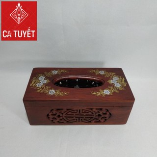 (RẺ NHẤT) HỘP ĐỰNG GIẤY CHỮ NHẬT KHẢM BI HOA VĂN SIÊU ĐẸP GỖ HƯƠNG