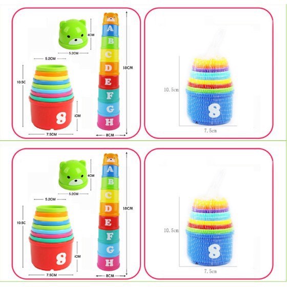 Đồ chơi xếp cốc in hình chữ số giúp bé làm quen chữ và số