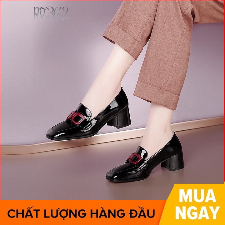 Giày Cao Gót Nữ Đẹp Đế Vuông 4 Phân Hàng Hiệu Rosata Màu Đen Trắng Ro362 |  Shopee Việt Nam