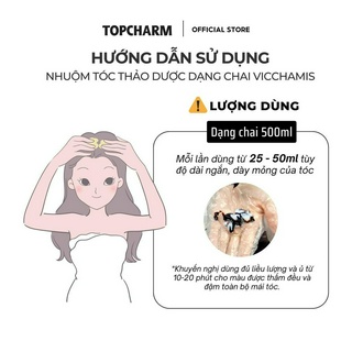 Dầu gội phủ bạc VICCHAMIS màu đen, dầu gội nhân sâm GỘI LÀ ĐEN mềm mượt tóc - Chai 500ml - TOPCHARM