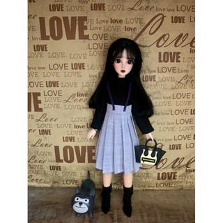 Set váy yếm áo thun vintage size blythe,ob,xinyi,barbie