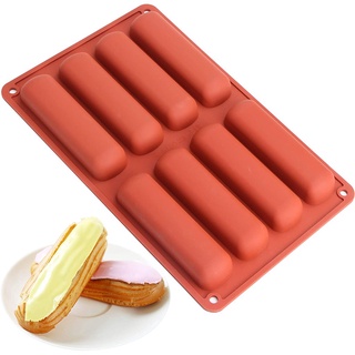 Khuôn Nướng Bánh Silicon Thiết Kế 8/10 Ngăn Chuyên Dụng Để Làm Bánh Hình Ngón Tay,Bánh Puff,Mousse,Sôcôla,Đá Viên