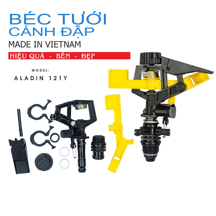 Béc tưới cánh đập Việt Nam ALADIN - 121Y, béc tưới cây, cỏ, cây trên diện rộng, béc tưới Cây công nghiệp