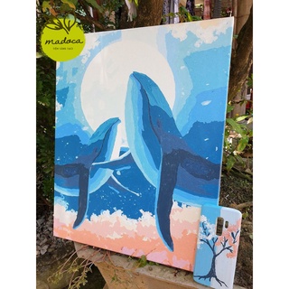 Tranh tô màu số hóa Madoca có khung 40x50cm kết hợp T999 và T1000