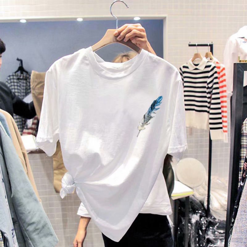 Ảnh Áo thun cotton daduhey tay ngắn dáng rộng plus size phong cách Hàn Quốc thời trang 2021 cho nữ 3
