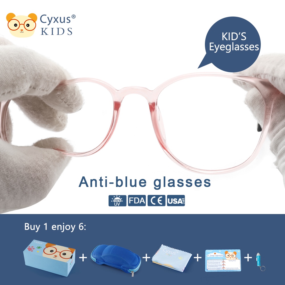 Cyxus Kính Bảo Vệ Mắt Trẻ Em 7-16 Tuổi Chống Ánh Sáng Xanh Chuyên Dụng Cho Học Trực Tuyến Và Giải Trí 6061