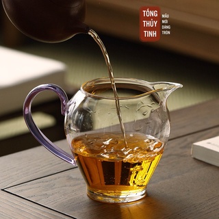 Tống thủy tinh dáng tròn trong suốt quay tím tinh tế - dung tích 40ml