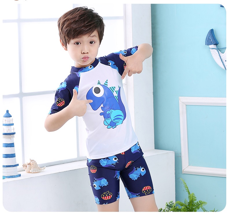 Mô tả Đồ Bơi Trẻ Em Tặng Kèm Nón Bơi Vải Bộ Đồ Bơi Cho Bé Cao Từ 85cm Đến 125cm Khủng Long Trắng Cleacco DBTE BORO SPORT - 2