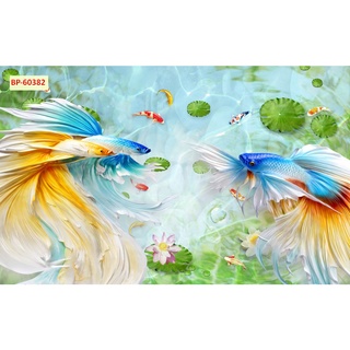 Tranh 3D  Cá Chép vàng dán tường mang tài lộc đến cho gia chủ