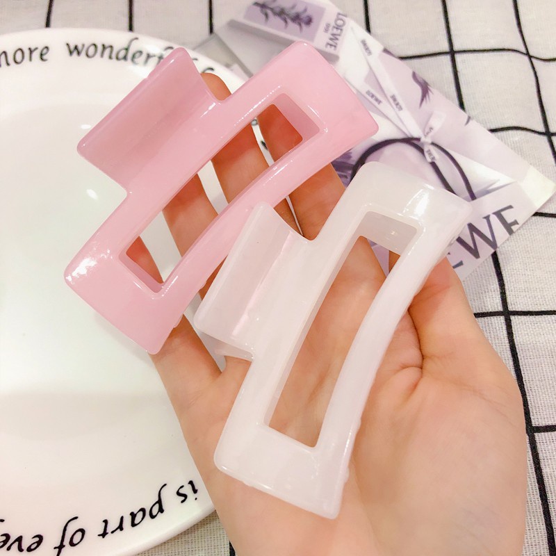 Kẹp Tóc Nhựa Trong Hình Chữ Nhật Acrylic Hàn Quốc