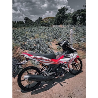 Tem trùm Exciter 150 yamaha trắng viền đỏ đen - Độ dán team trùm decal xe máy - Team trùm ex decal rẻ đẹp và chất  trắng