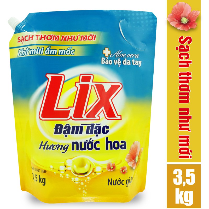 [Mã BMLTA35 giảm đến 35K đơn 99K] Túi nước giặt LIX đậm đặc hương nước hoa 3.5kg NGH07