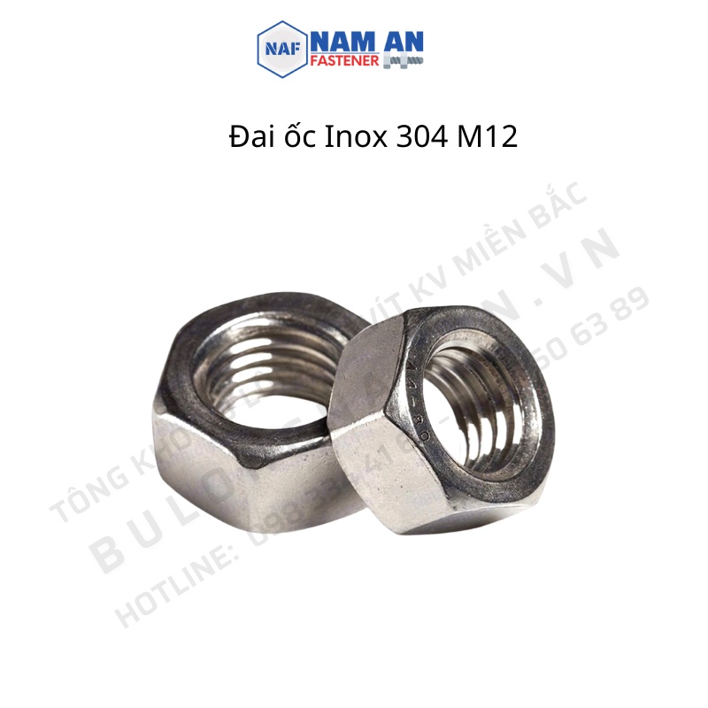 50 con Đai ốc Inox 304 M6, M8, M10, M12, đai ốc lục giác Inox, ê cu ...
