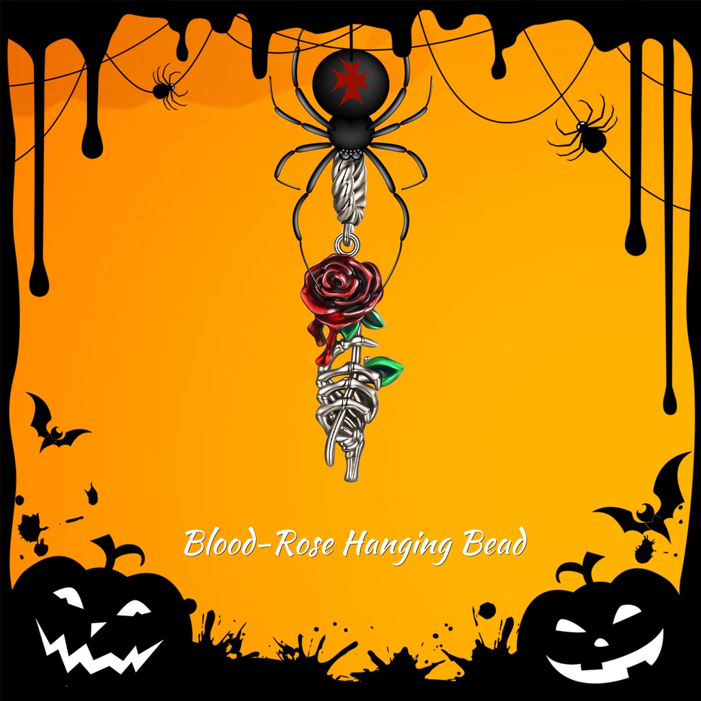 BAMOER Hạt Xâu Chuỗi bạc 925 Hình Đầu Lâu Máu Hồng Và Máu Trang Trí Halloween