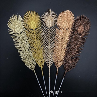Cành lông công giả bằng kim tuyến dài 40 cm làm oản tài lộc và trang trí tháp bánh tết rất đẹp