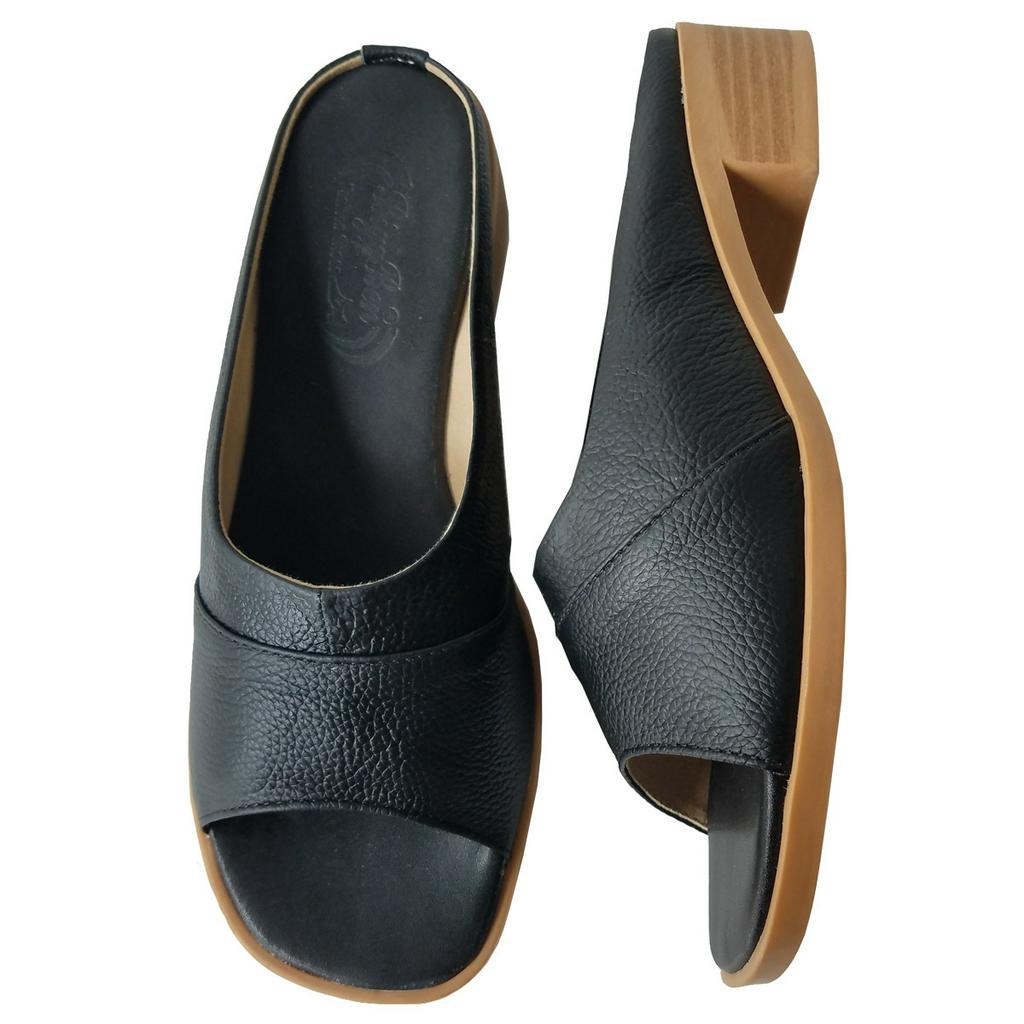 Dép Cao Gót Nữ BIGGBEN Da Bò Thật Cao 3cm HKD687