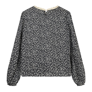 Phong cách hàn quốc nữ voan hoa dài tay áo baju baju wanita lengan panjang