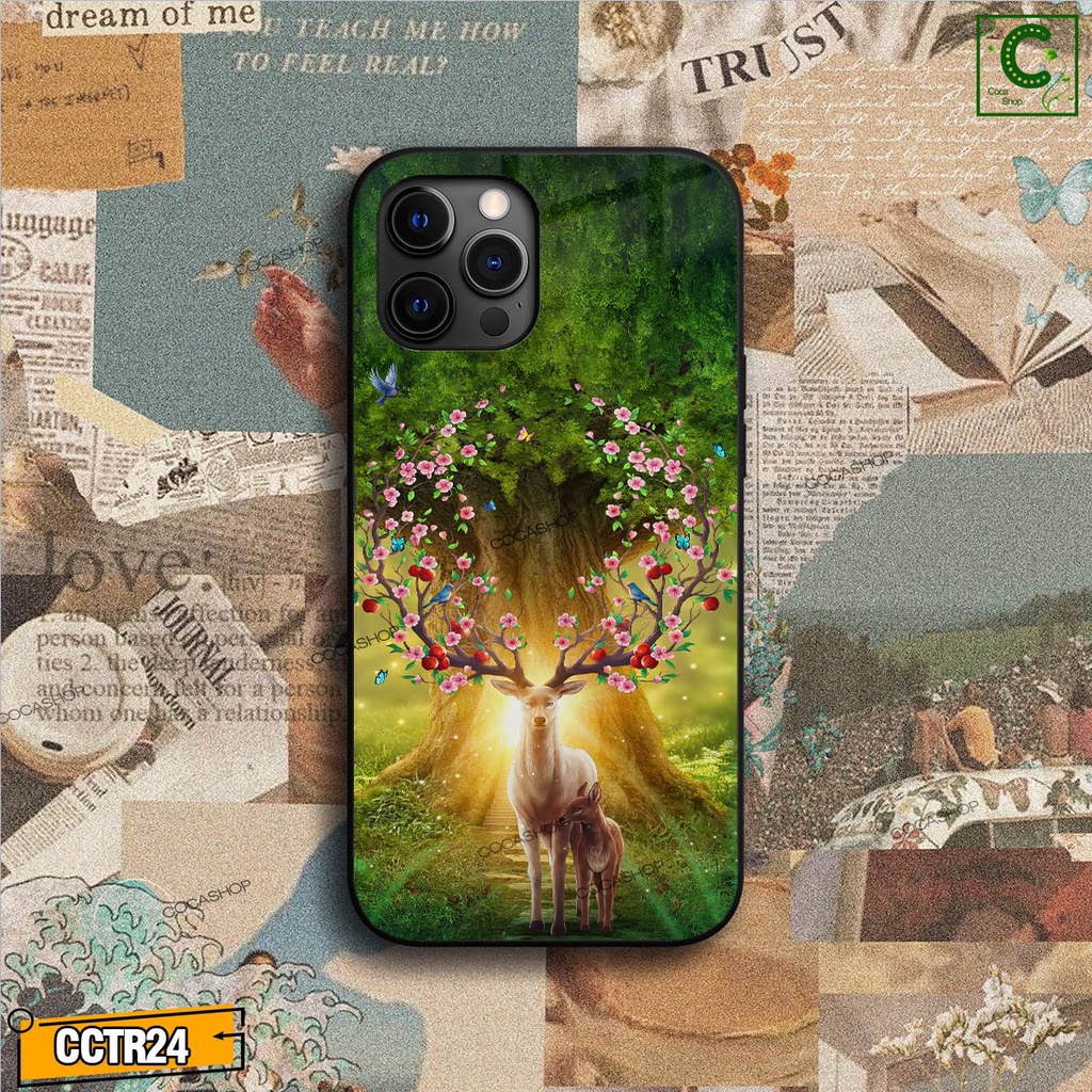 Ốp iphone Mẹ con hươu lộc lá sung túc - 6/6plus/6s/6splus/7/7plus/8/8plus/x/xr/xs/11/12/13/pro/max/plus/promax
