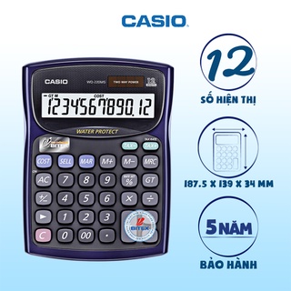 Máy Tính Casio WD-220MS Chống Bám Bẩn - Bàn Phím Có Thể Tháo Rời Để Rửa, 12 Chữ Số Siêu Bền